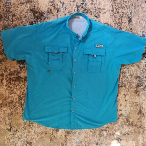 Columbia PFG Size XL Light Blue Fishing‎ Boating Performance Shirt - Picture 1 of 2